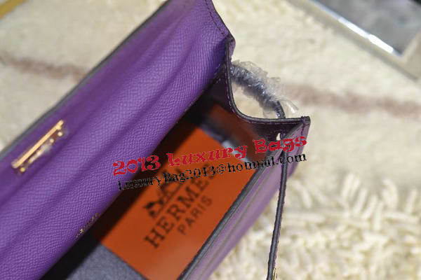Hermes MINI Kelly 22cm Tote Bag Calfskin Leather Purple