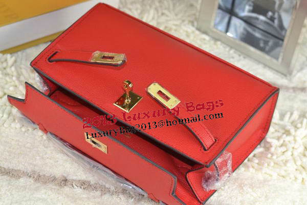 Hermes MINI Kelly 22cm Tote Bag Calfskin Leather Red