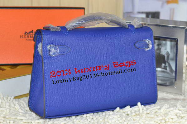Hermes MINI Kelly 22cm Tote Bag Calfskin Leather Royal