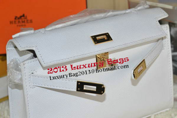 Hermes MINI Kelly 22cm Tote Bag Calfskin Leather White