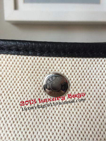 Hermes Garden Party 30CM Bag Canvas Leather H11S Black&White