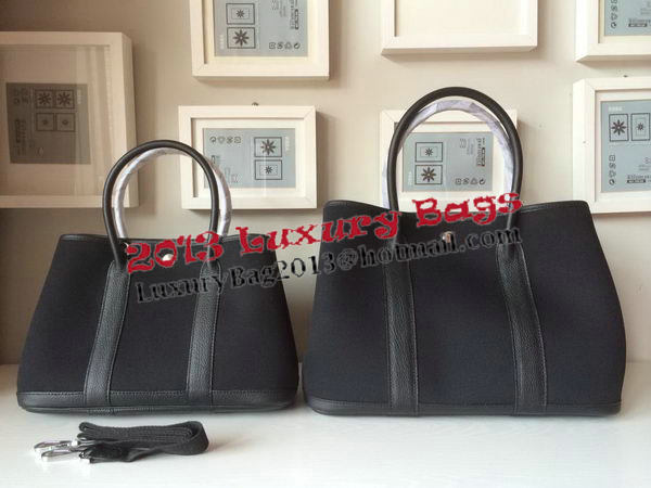 Hermes Garden Party 30CM Bag Canvas Leather H11S Black