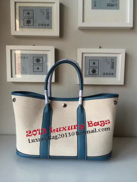 Hermes Garden Party 30CM Bag Canvas Leather H11S Blue