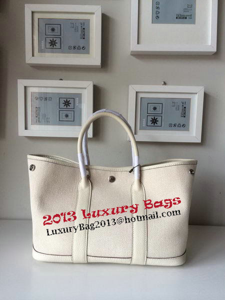 Hermes Garden Party 30CM Bag Canvas Leather H11S OffWhite
