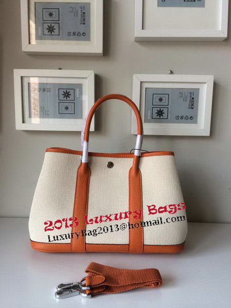 Hermes Garden Party 30CM Bag Canvas Leather H11S Orange
