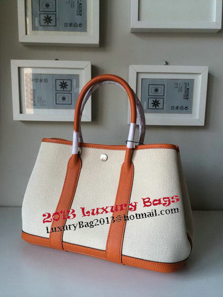 Hermes Garden Party 30CM Bag Canvas Leather H11S Orange