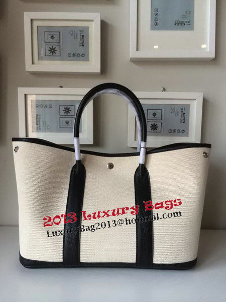 Hermes Garden Party 36CM Bag Canvas Leather H11M Black&White