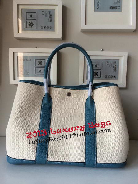 Hermes Garden Party 36CM Bag Canvas Leather H11M Blue