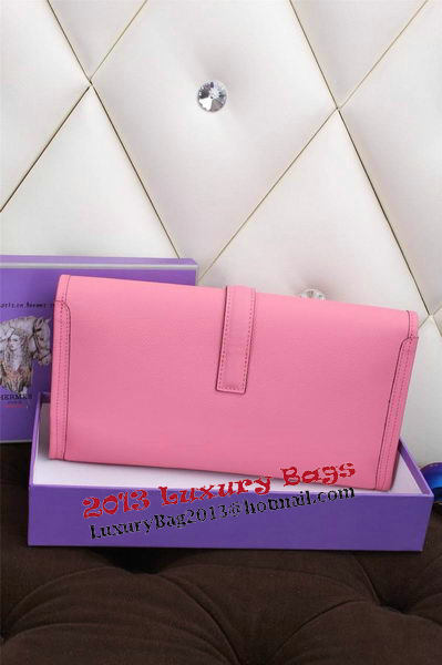 Hermes Jige Clutch Bag Calfskin Leather H258 Pink