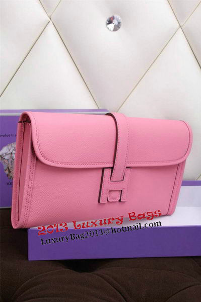Hermes Jige Clutch Bag Calfskin Leather H258 Pink