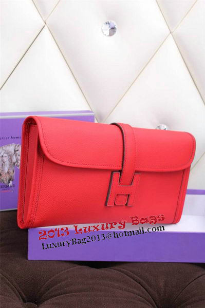 Hermes Jige Clutch Bag Calfskin Leather H258 Red