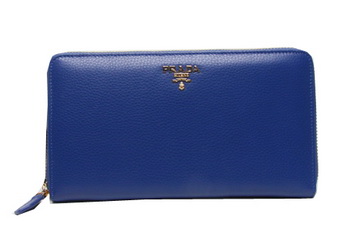 Prada Grainy Leather Wallets 1M1188 Blue