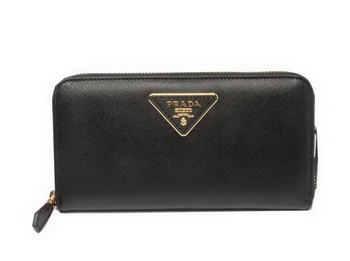 Prada Saffiano Calfskin Leather Zippy Wallets 1M0506 Black