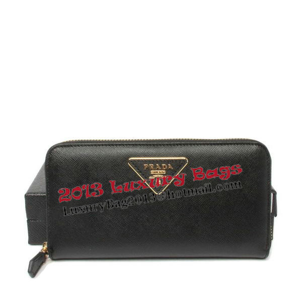 Prada Saffiano Calfskin Leather Zippy Wallets 1M0506 Black