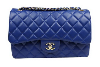 Chanel Classic Flap Bag Blue Original Leather CF1113 Gold
