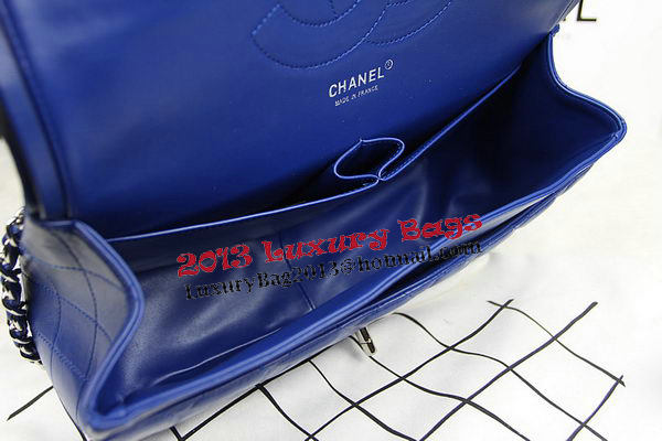 Chanel Classic Flap Bag Blue Original Leather CF1113 Silver
