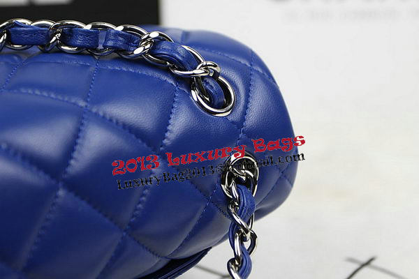 Chanel Classic Flap Bag Blue Original Leather CF1113 Silver