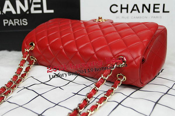 Chanel Classic Flap Bag Red Original Leather CF1113 Gold