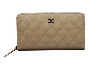 Chanel Matelasse Zip Around Wallet Cannage Pattern A50097 Apricot