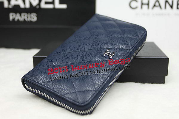Chanel Matelasse Zip Around Wallet Cannage Pattern A50097 Royal