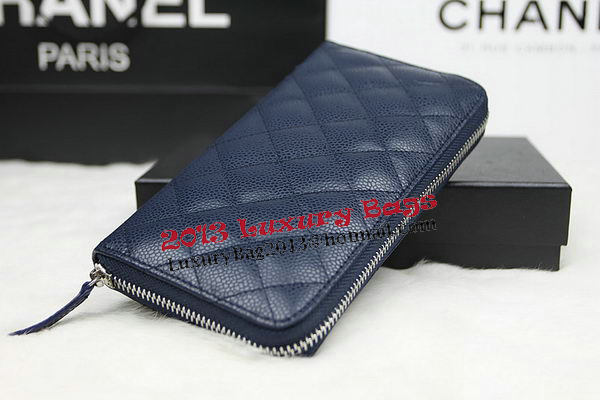 Chanel Matelasse Zip Around Wallet Cannage Pattern A50097 Royal