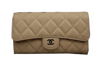 Chanel Tri-Fold Wallet Original Cannage Pattern Leather CHA31506 Apricot