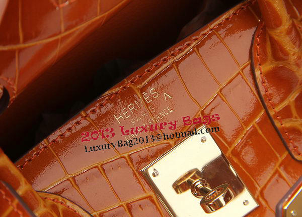 Hermes Birkin 30CM Tote Bags Wheat Iridescent Croco Leather Gold