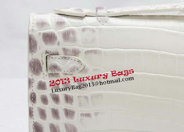 Hermes Kelly Clutch Bag Croco Leather K1002 OffWhite