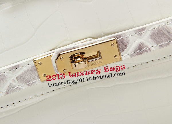 Hermes Kelly Clutch Bag Croco Leather K1002 OffWhite
