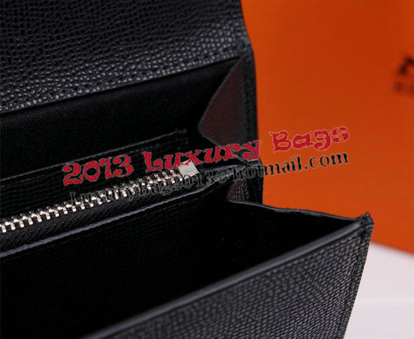 Hermes Jige Clutch Bag Calfskin Leather H8057 Black