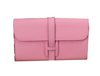 Hermes Jige Clutch Bag Calfskin Leather H8057 Pink