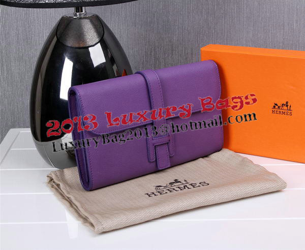 Hermes Jige Clutch Bag Calfskin Leather H8057 Purple