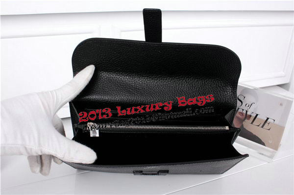 Hermes Jige Clutch Bag Calfskin Leather HQ864 Black