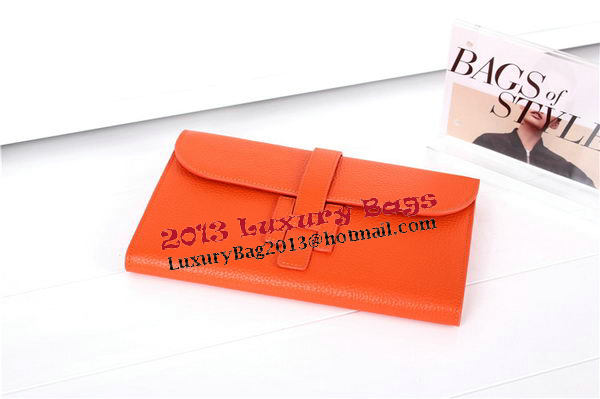 Hermes Jige Clutch Bag Calfskin Leather HQ864 Orange