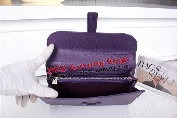 Hermes Jige Clutch Bag Calfskin Leather HQ864 Purple