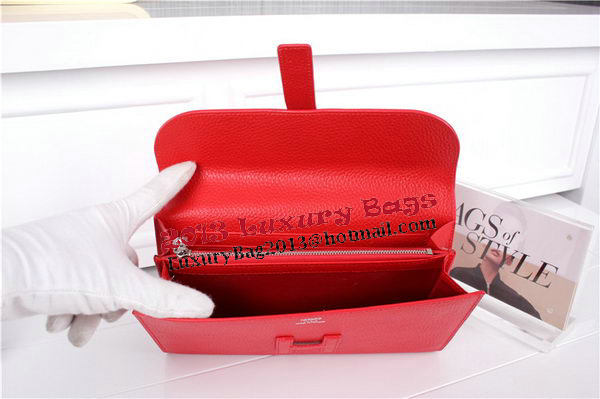 Hermes Jige Clutch Bag Calfskin Leather HQ864 Red