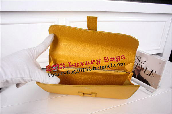 Hermes Jige Clutch Bag Calfskin Leather HQ864 Yellow