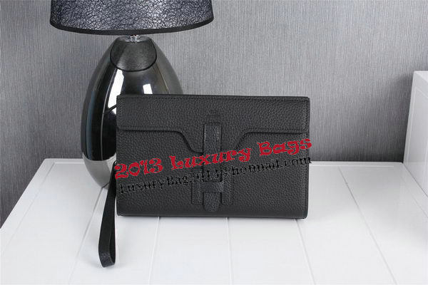 Hermes Jige Clutch Bag Calfskin Leather HQ8059 Black