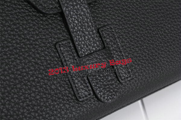 Hermes Jige Clutch Bag Calfskin Leather HQ8059 Black