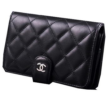 Chanel Matelasse Bi-Fold Wallet Sheepskin Leater A31506 Black