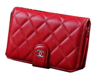 Chanel Matelasse Bi-Fold Wallet Sheepskin Leater A31506 Red