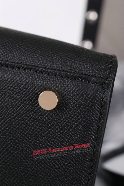 Hermes Kelly 32cm Shoulder Bags Grained Leather Black