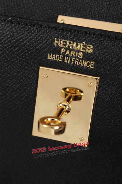 Hermes Kelly 32cm Shoulder Bags Grained Leather Black