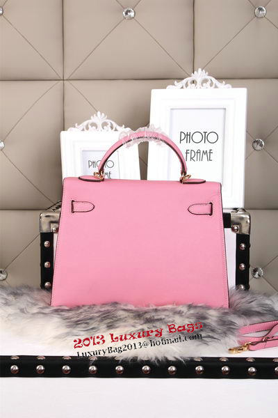Hermes Kelly 32cm Shoulder Bags Grained Leather Pink