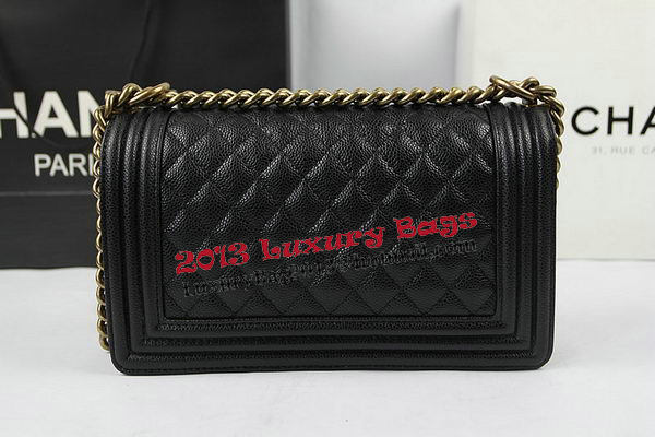Boy Chanel Flap Shoulder Bags Black Original Cannage Pattern A67025 Gold
