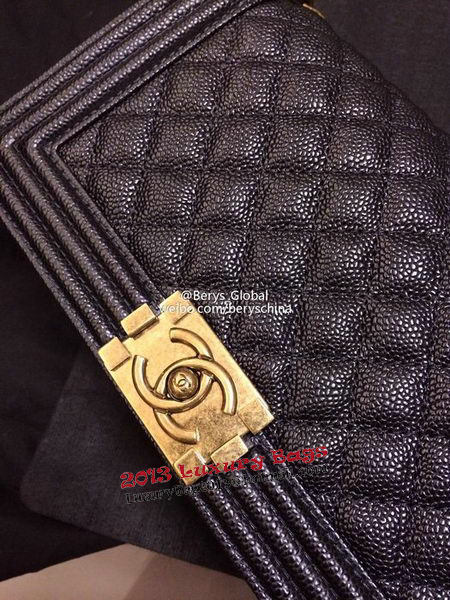 Chanel Boy Flap Shoulder Bags Black Cannage Pattern Leather A67086 Gold