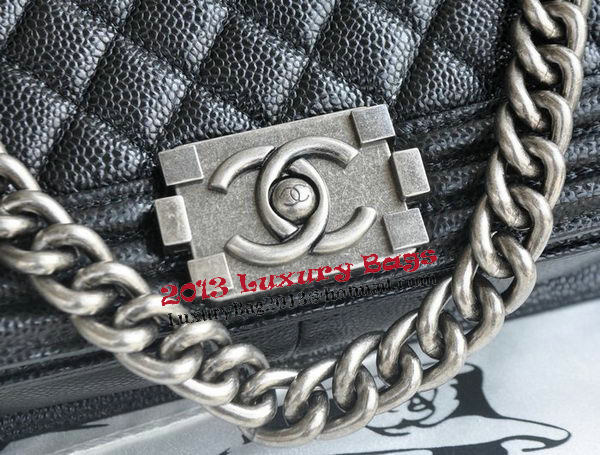 Chanel Boy Flap Shoulder Bags Black Cannage Pattern Leather A67086 Silver