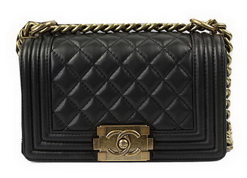 Chanel Boy Flap Shoulder Bags Black Original Lambskin Leather A67085 Gold