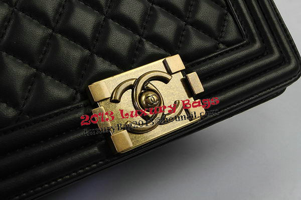 Chanel Boy Flap Shoulder Bags Black Original Lambskin Leather A67085 Gold