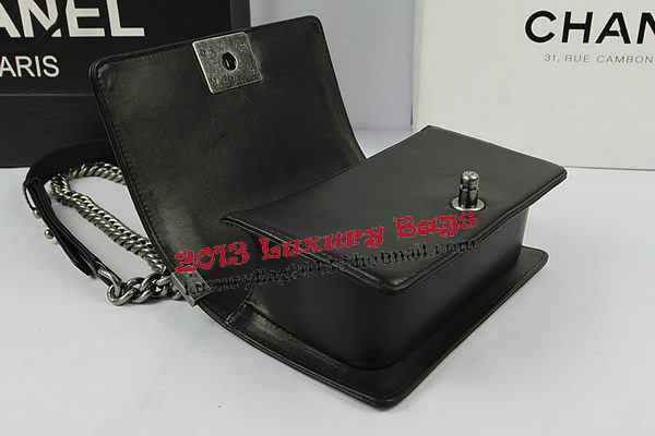 Chanel Boy Flap Shoulder Bags Black Original Lambskin Leather A67085 Silver